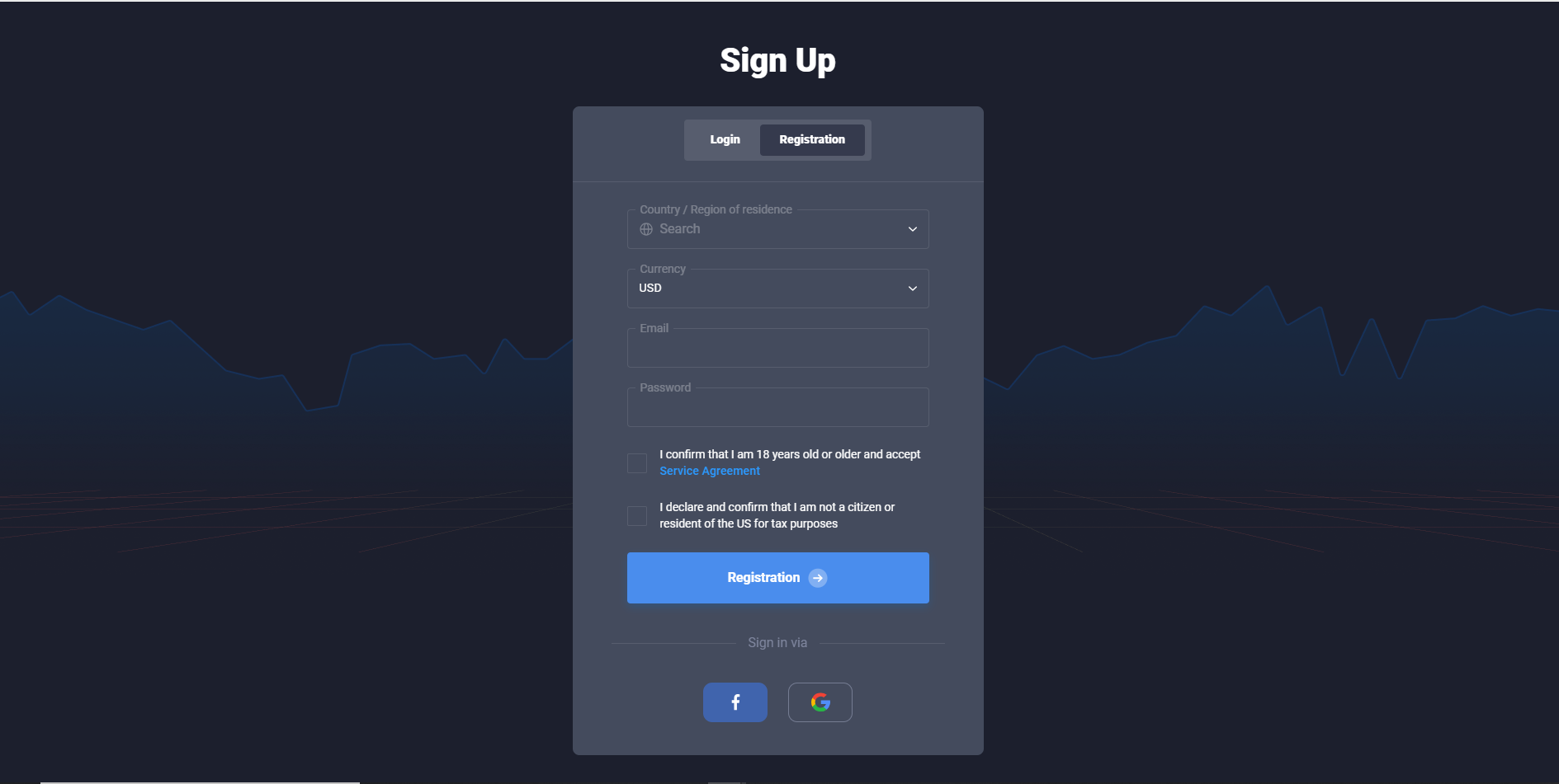 New account registration in Quotex